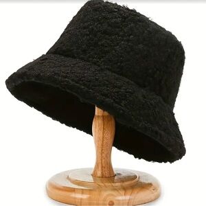 Solid Color Teddy Fisherman Hat, Windproof Plush Versatile Warm Bucket
